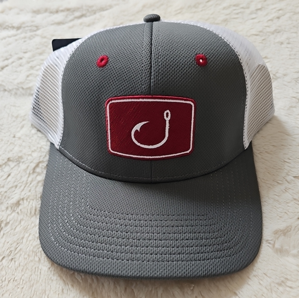 AVID Sportswear Touchdown Trucker Logo Hat Charcoal Gray White Red NWT
